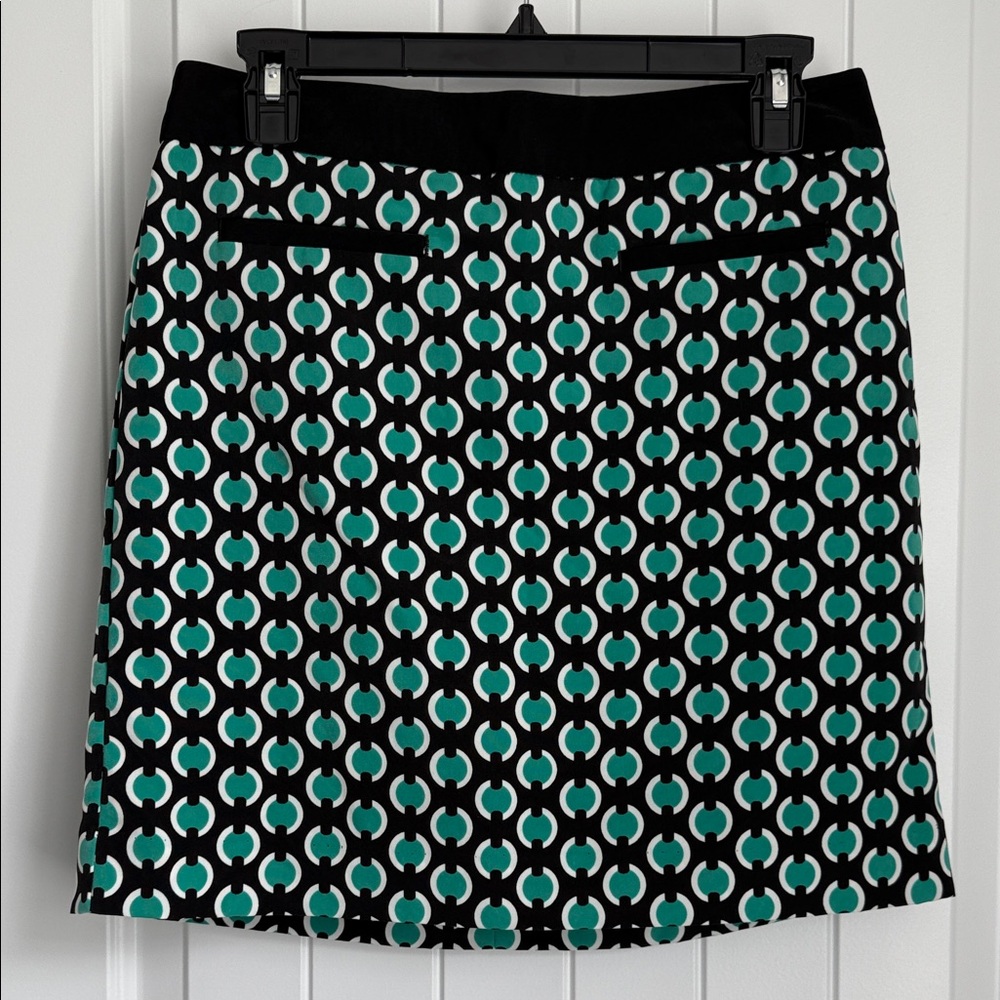 Worthington Black and Teal Geometric Skirt